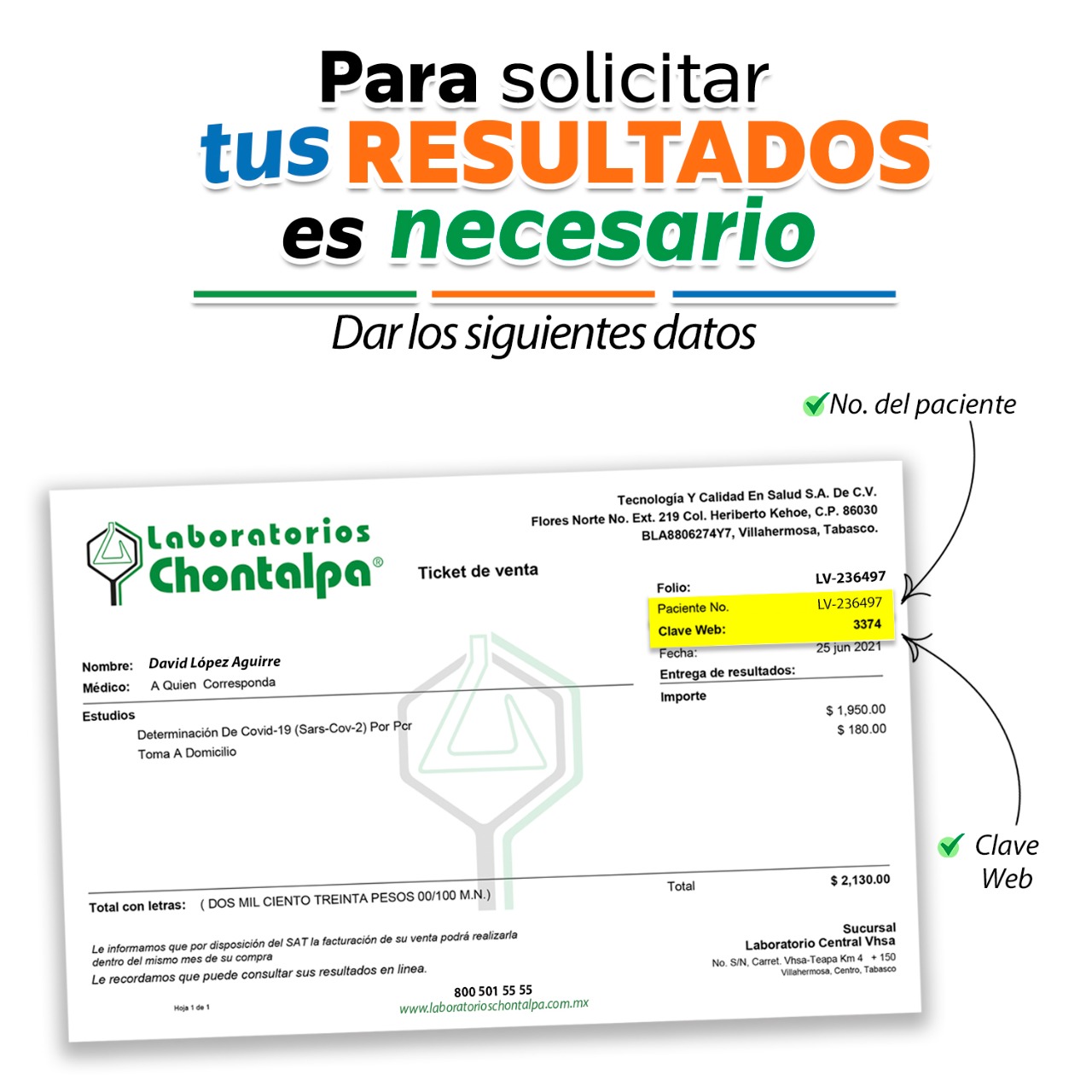 Consulta tus resultados Laboratorios Chontalpa